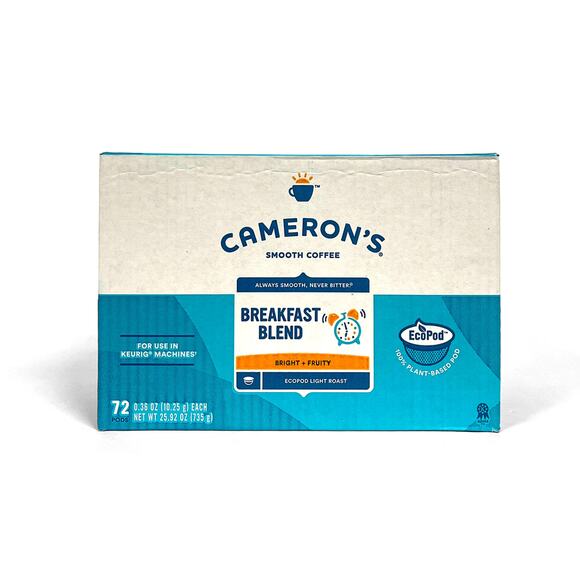 Cameron's Coffee Light Roast Breakfast Blend 72 Count Pods Cups New Sealed Box - Picture 1 of 6